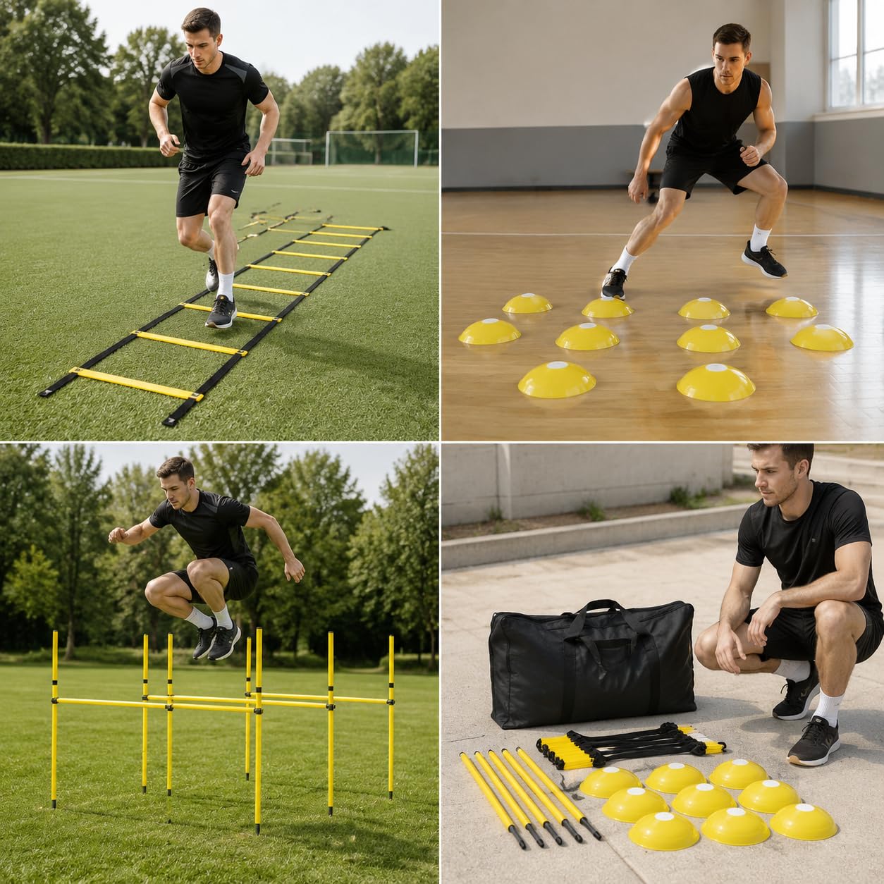 Kit Allenamento Agilità Calcio Scaletta, Set di allenamento giallo