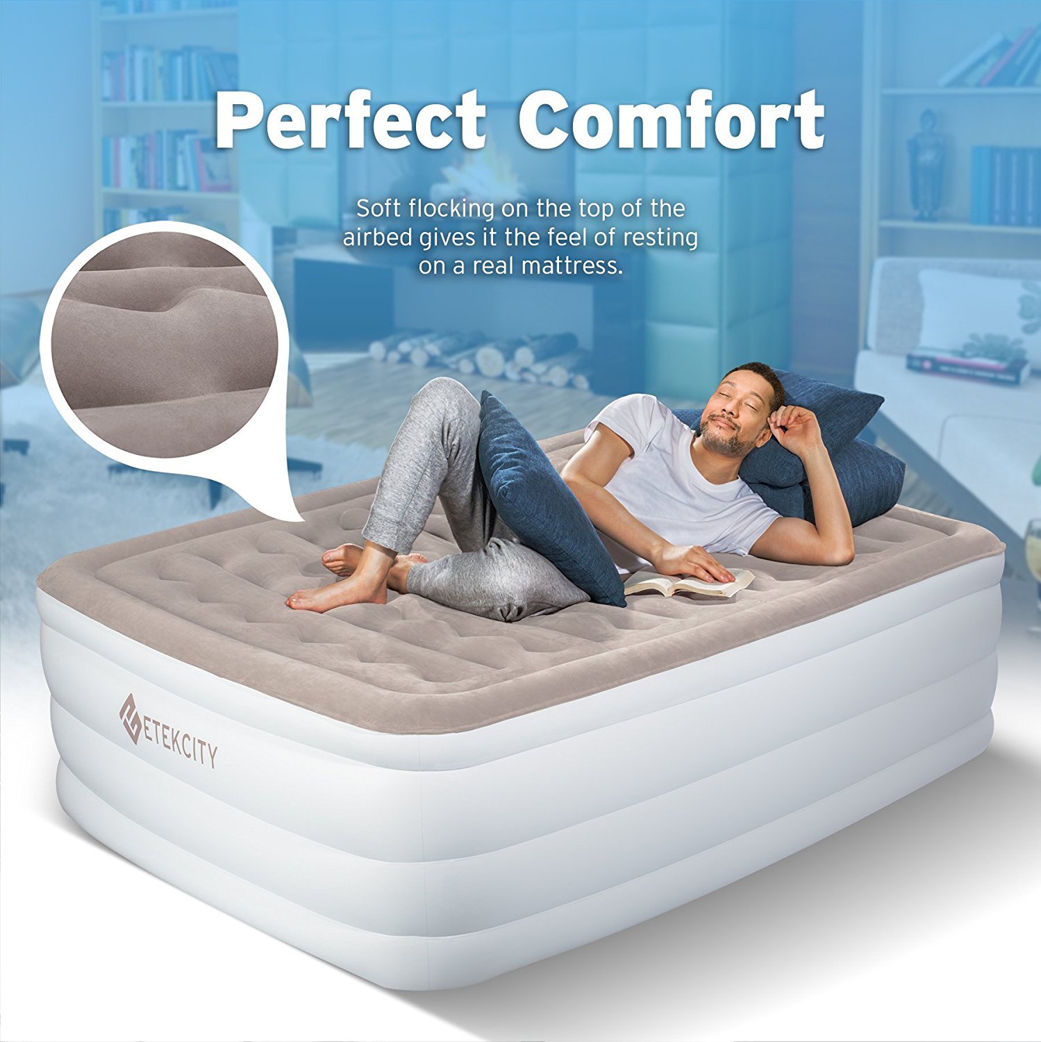 Etekcity Air Mattress Blow Up Elevated Raised Bed Inflatable Airbed