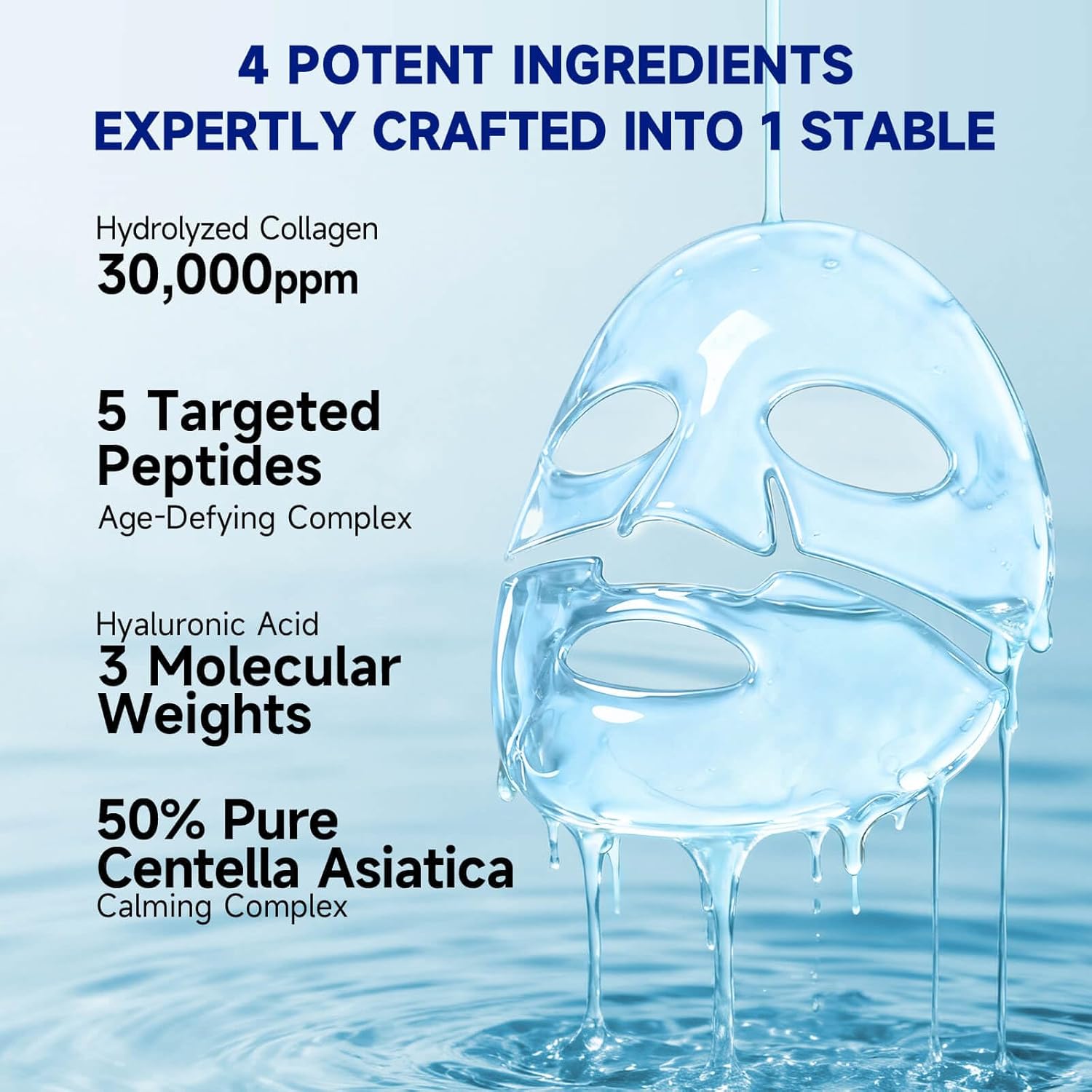 Deep Hydrating Overnight Collagen Hydrogel Mask, Soothing Facial Mask for Calm Skin & Improve Firm-Looking Appearance, Face Sheet Mask with Cica, Hyaluronic Acid & Peptides, 37gx5ea - Image 3