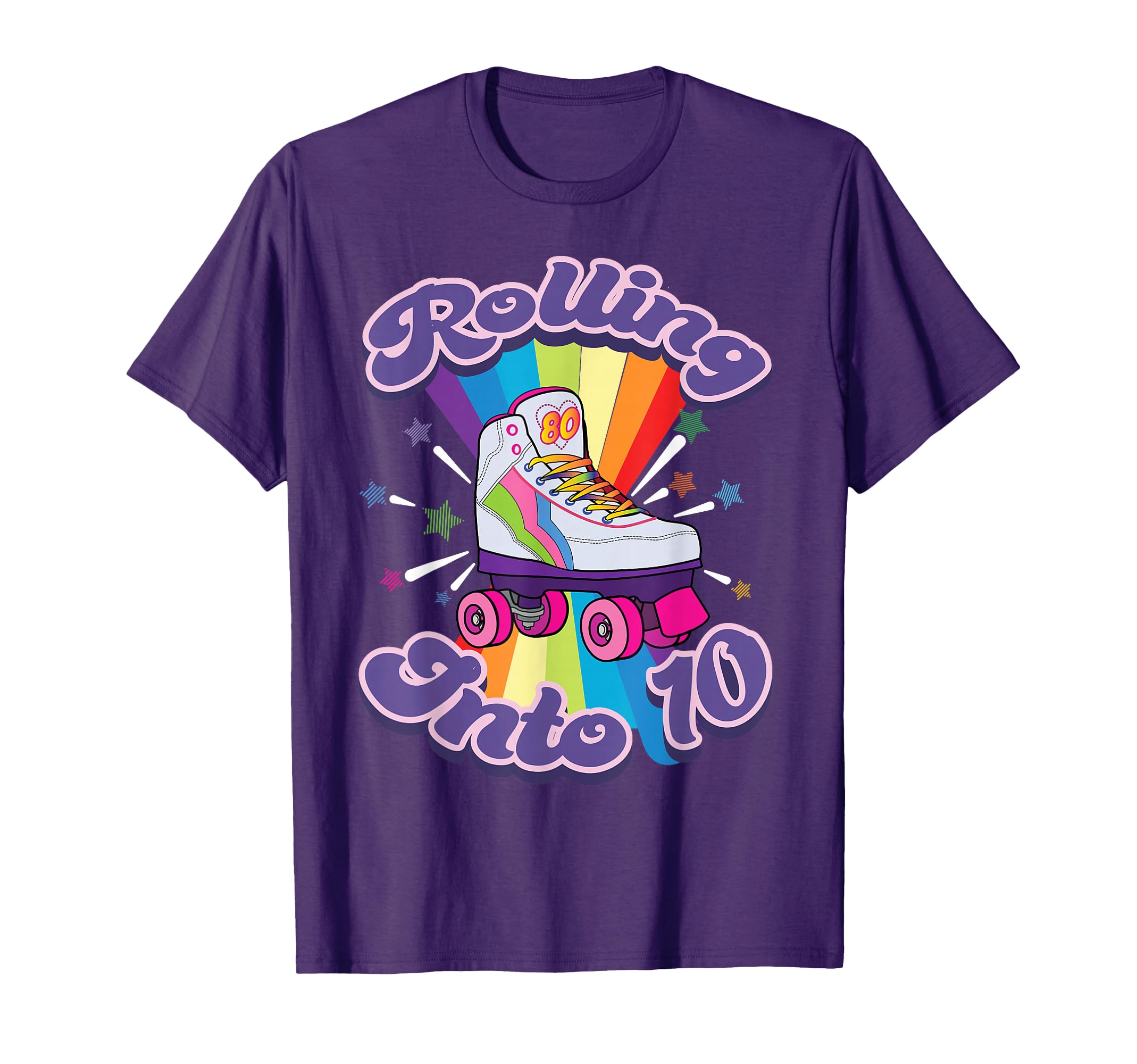Roller Skating 10 Year Old 10th Birthday Girl Skate 80s Gift T-Shirt