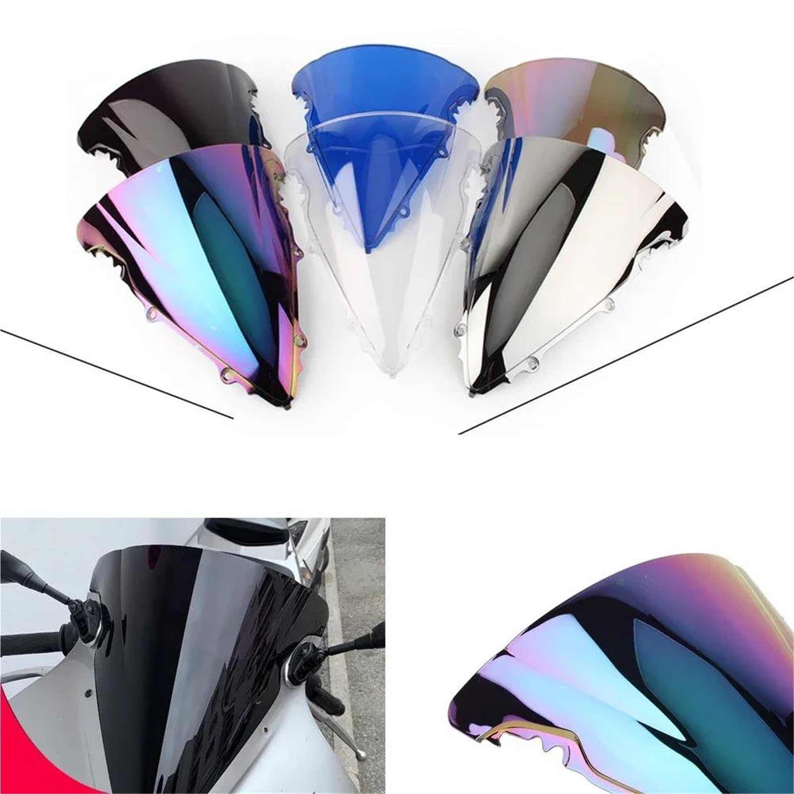 Déflecteur De Vent pour Pare-Brise De Moto pour Yamaha YZFR6 YZF-R6 YZF R6 600 2003 2004 2005 Pare-Brise Déflecteurs(Bleu)