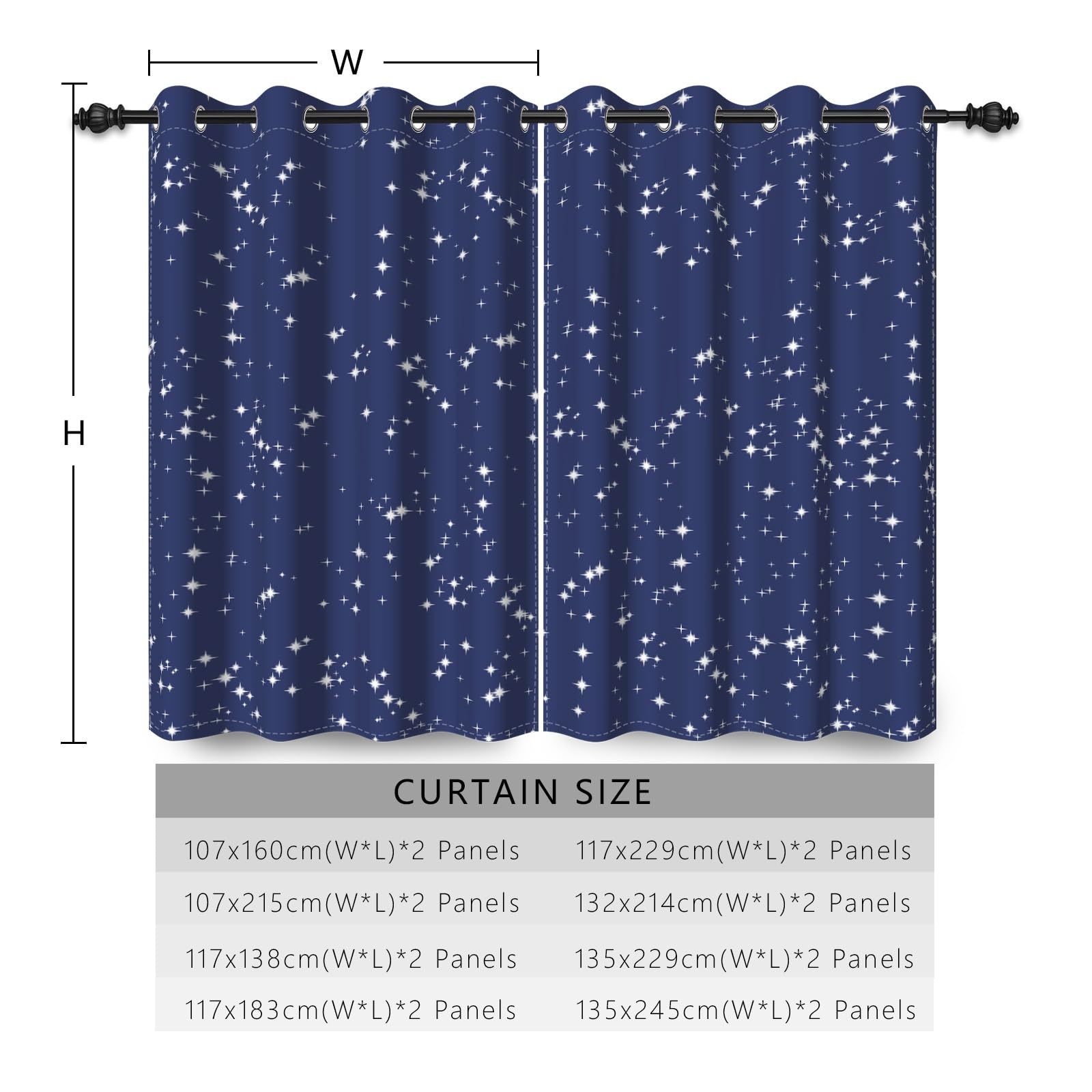 135x245cm Cortina con Ojales para Dormitorio Infantil Estrella Brillante Cielo Azul Lámina de Arte Abstracto Separadores de ambientes Cortinas para Ventanas Sala de Estar,2 Panels