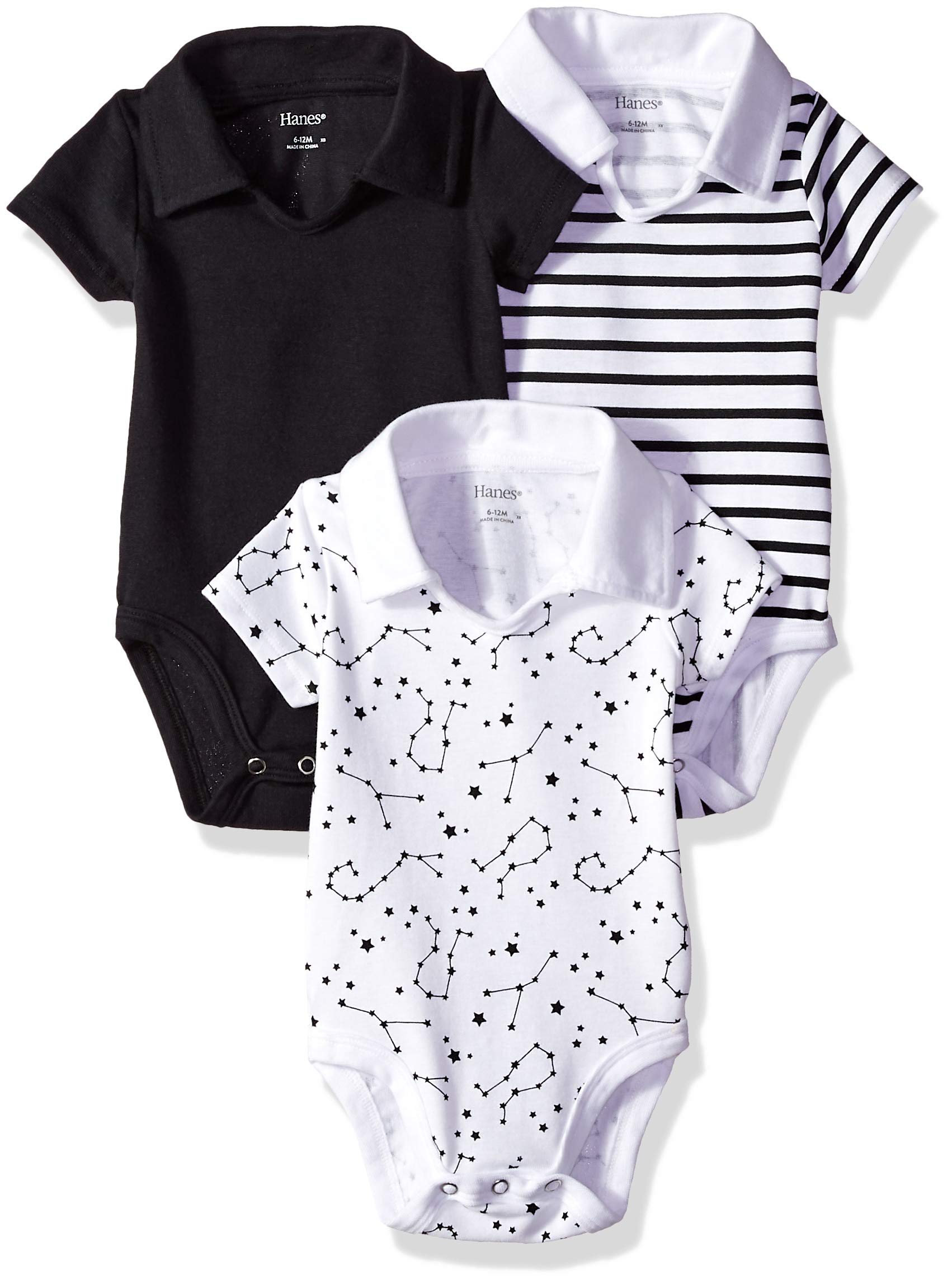 HanesBaby-Boys Ultimate Baby Flexy 3 Pack Short Sleeve Polo Bodysuits