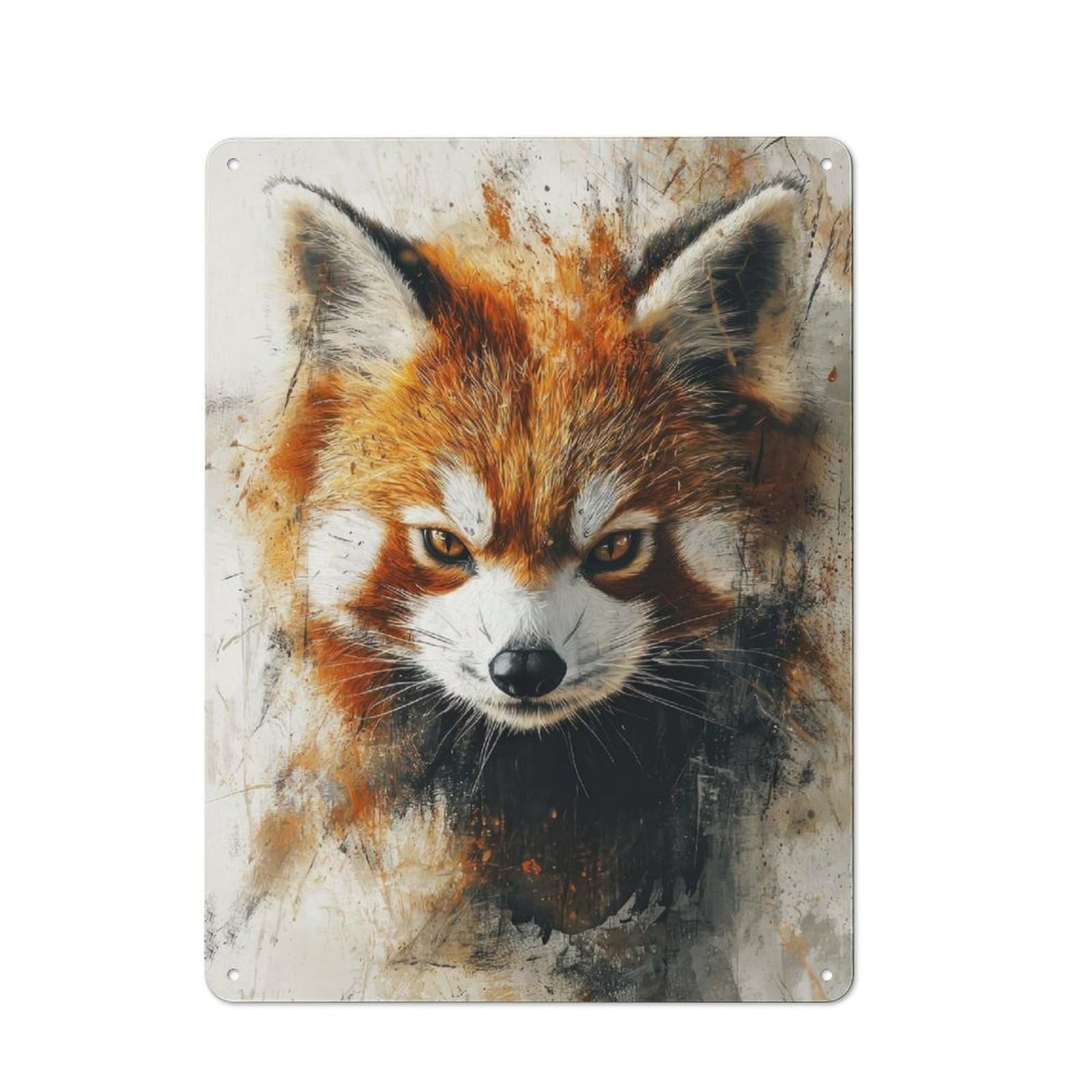 Junmoney Red Panda Portrait Vintage Metal Wall Sign 40X30cm For Hobby Room Or Studio, For Hobby Room Decor Fans