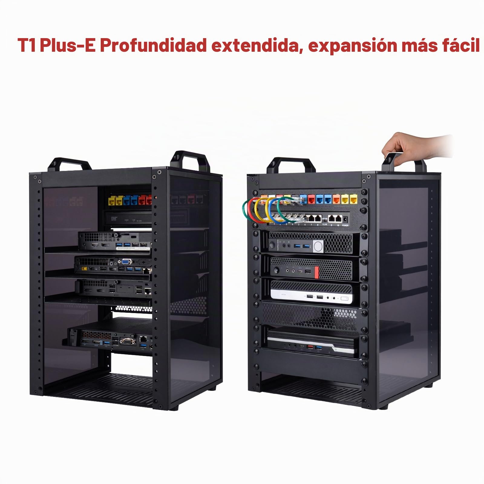GeeekPi - Gabinete para servidores de 8U, DeskPi RackMate T1 Plus, rack de red de 10 pulgadas para servidores, red, equipo A/V, 10.23 pulgadas de profundidad (negro)