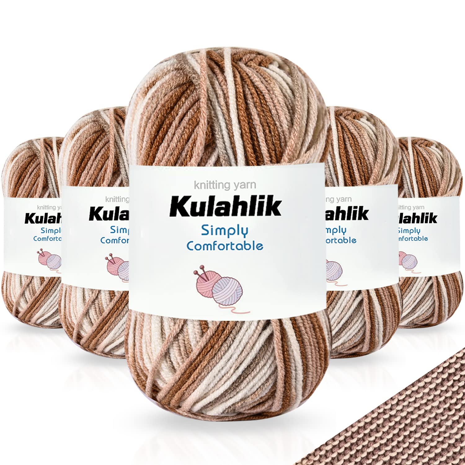 250g(5x50g) Acrylic Yarn for Crochet/Knitting, Colorful Gradient Yarn Thread, 5 Rolls Skeins, Perfect for Any Knitting Crochet and Crafts Mini Project — view 100