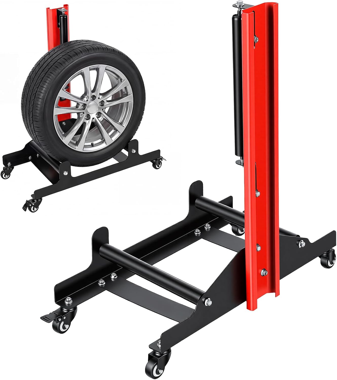 Rolling Wheel Detailing Stand, Car Wheel Cleaning Stand, Heavy-Duty Tire Cleaning and Polishing Roller with 3-Way Rotating Rollers for Ceramic Coating, Tire Shine, Car Wheel Wash