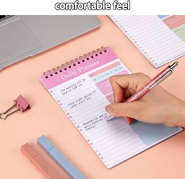 A5 Daily Planner Notebook 5-Pack Undated, To Do List Organiser with 30 Pages Each, Productivity Journal for Time Management and Goal Achievement, 5 Colour Options for Work School Home Planning