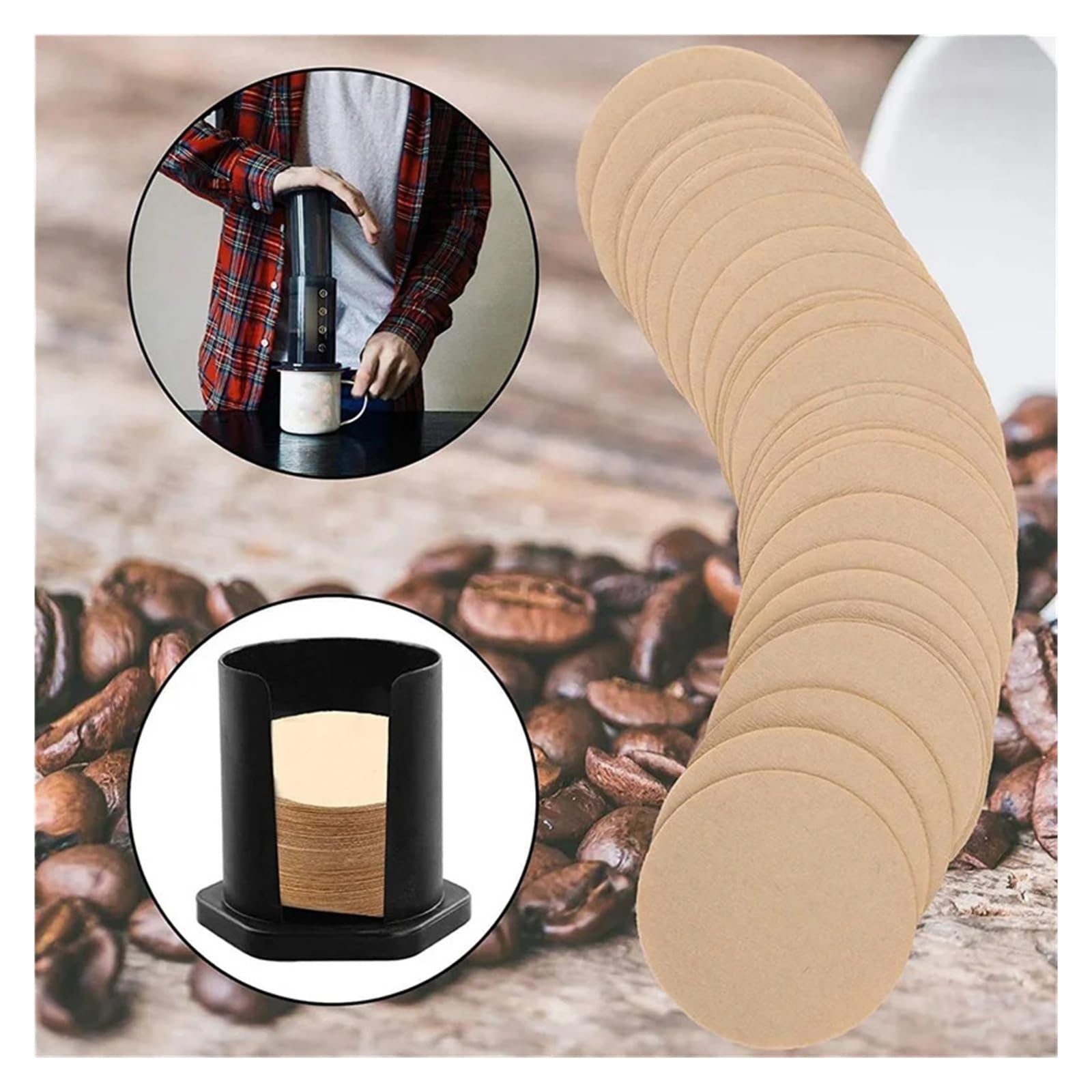 Runde Einwegfilter For Kaffeemaschinen, Kompatibel Mit Aerobie, Kompatibel Mit Aeropress, Kaffee-Ersatz-Papierfilter, 2100 Stück