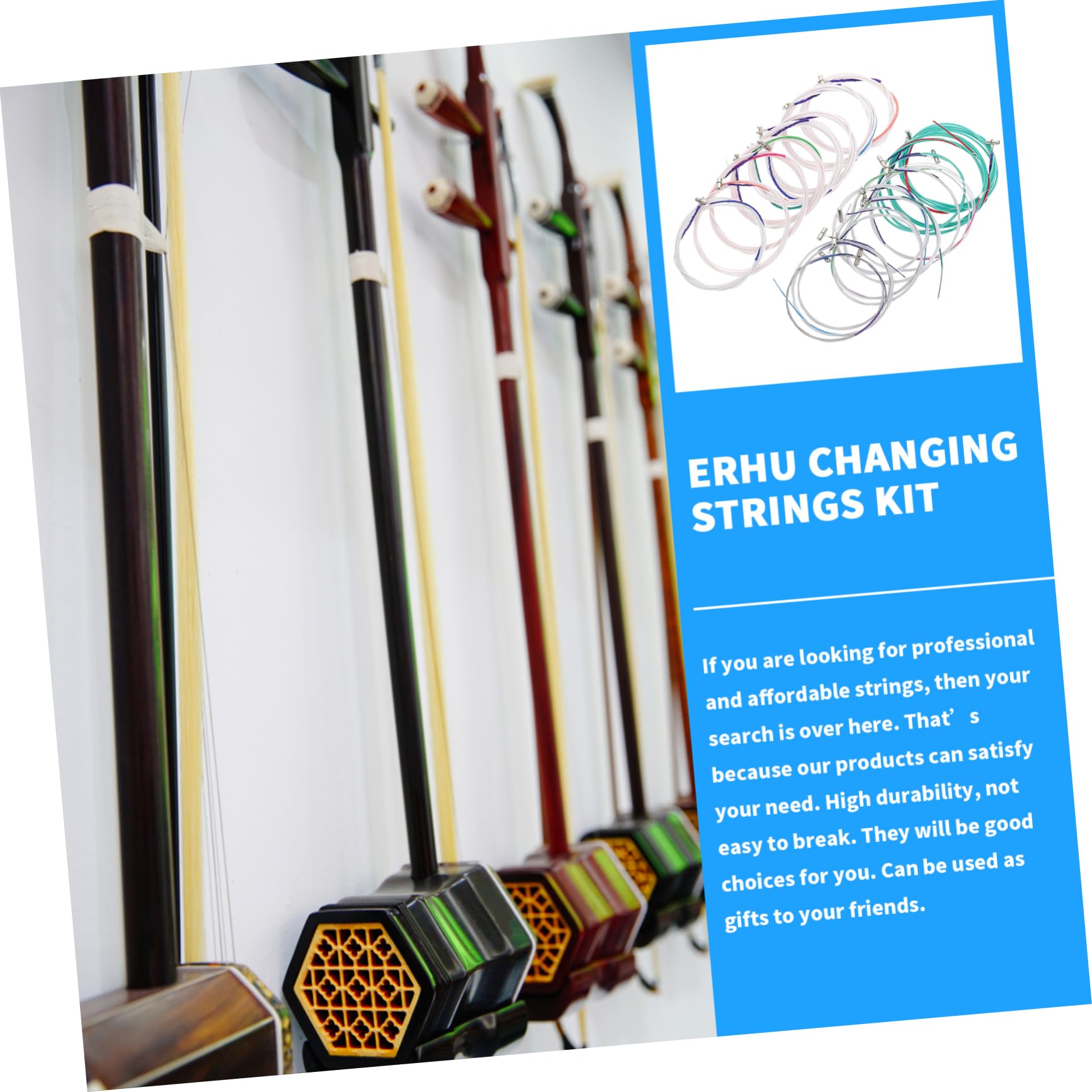 Abaodam 2sets Strings Full Set Replacement Strings Accessories Easy to Install 2pcs*2
