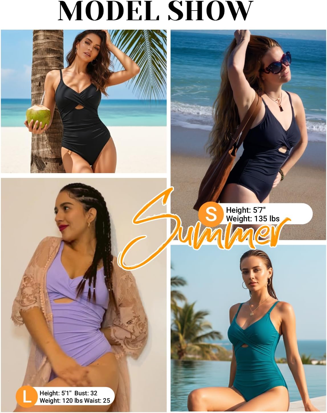 Tempt Me Women One Piece Swimsuit - Tummy Control Bathing Suits Cutout V Neck Twist Front Swimwear - Image 2