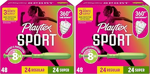Vista 11 de Playtex Sport - Multipack de tampones (24 unidades regulares/24 unidades super), sin fragancia - 48 unidades Tampones regulares y super, Playtex