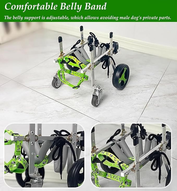 Silla de ruedas para perros con 4 ruedas ajustable para perros discapacitados y mayores, soporte para movilidad de patas delanteras y traseras, tamaño XXXSmall miniatura 5