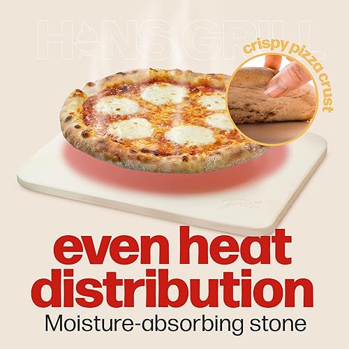 Miniatura 3 de HANS GRILL PIZZA STONE Piedra rectangular para pizza para hornear en horno y asar a la parrilla BBQ con pala de madera gratis Piedra de cocción