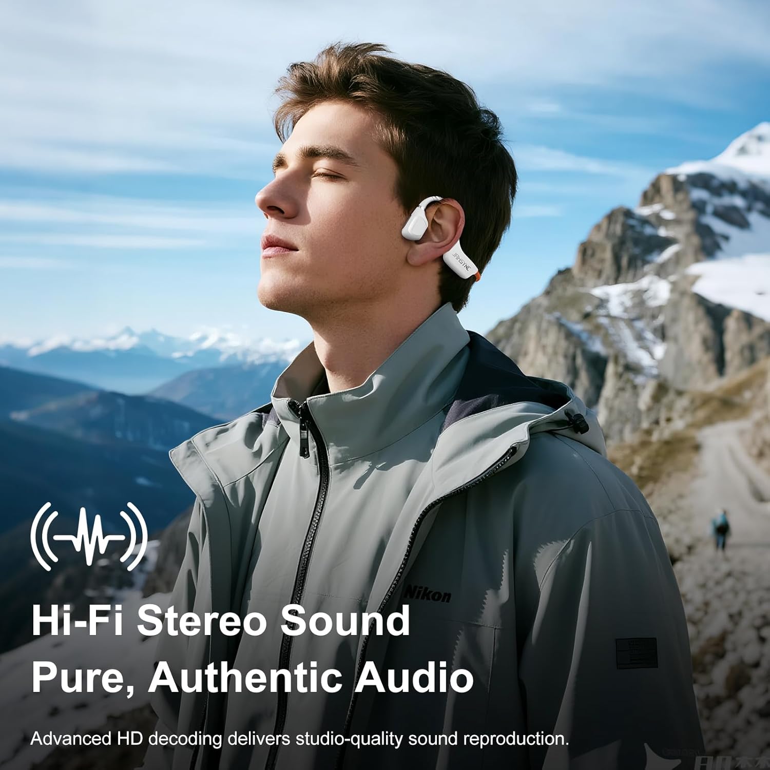 Open Ear Headphones, Running Headphones Bluetooth 5.4 with Built-in Mic, Bluetooth Headphone 14H Battery & IPX5 Waterproof, Sports Headphones for Running, Cycling, Walking-White