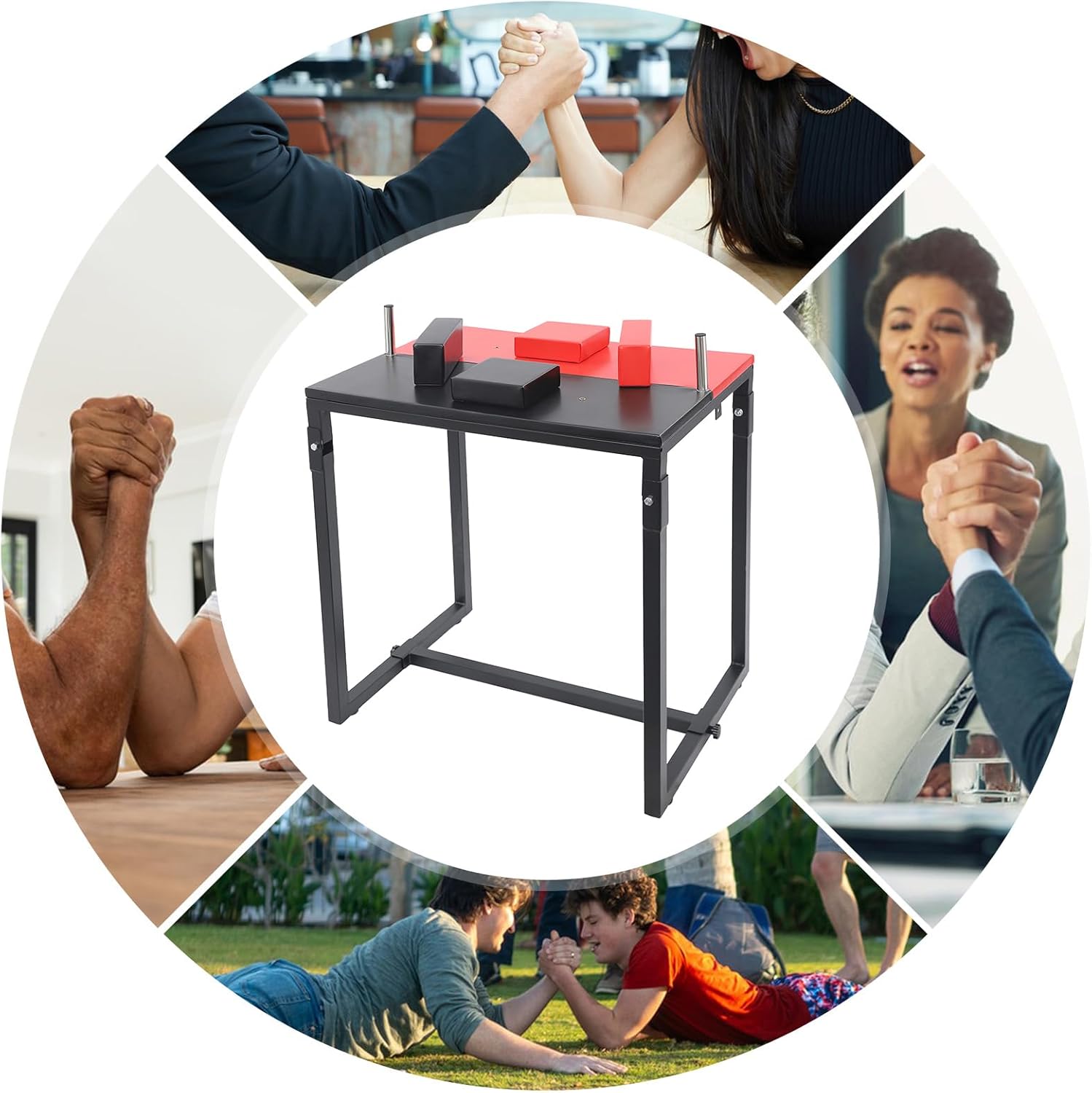Arm Wrestling Table, Foldable Arm Wrestling Table, Professional Battle Table, Competition Training Equipment for Professional Players, Amateur Enthusiasts, Gym, Black, Red 35.4*25.5*39.3in