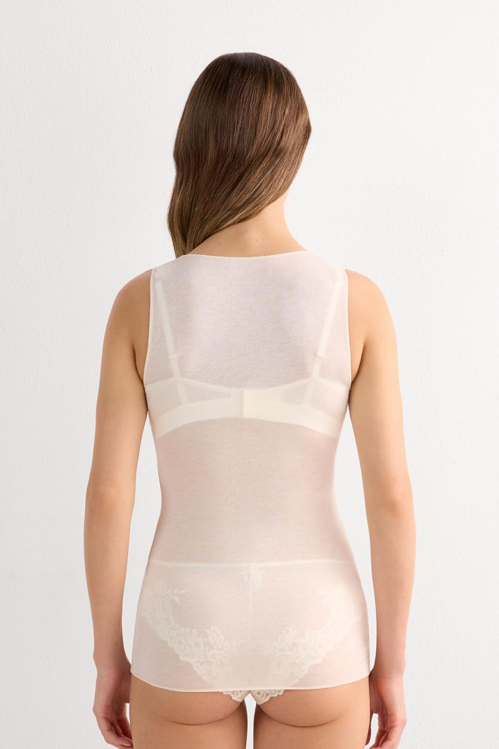Intimissimi Woman's Sheer Modal Cashmere Ultralight Wide-Shoulder Top