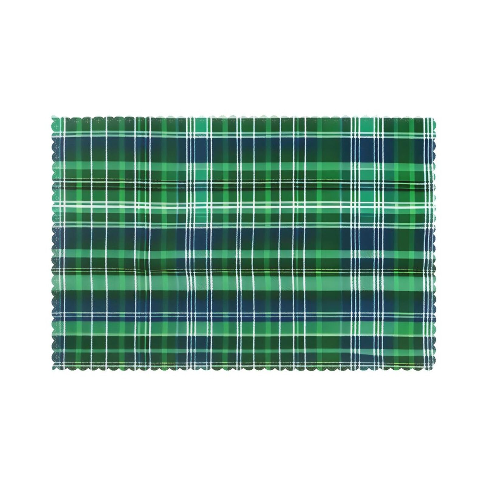 Blue and Green Scottish Tartan Print Placemats for Dining Table Set of 6 12x18 Inch Table Mats for Party Kitchen Dining.
