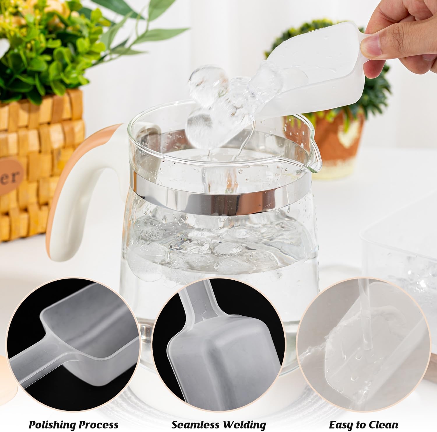 18Pcs Anti-scrath Frosted Clear Scoop for Candy Ice Cream Bar, 6.5inch Scoops for Home Storage Containers Flour/Sugar/Rice, Buffet Table Spoons for Wedding Birthday Baby Shower Party