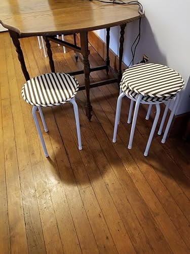 Miniatura 4 de Cojines redondos para sillas de taburete de cocina, comedor, con lazos, paquete de 2 cojines antideslizantes para sillas de taburete alto, asiento