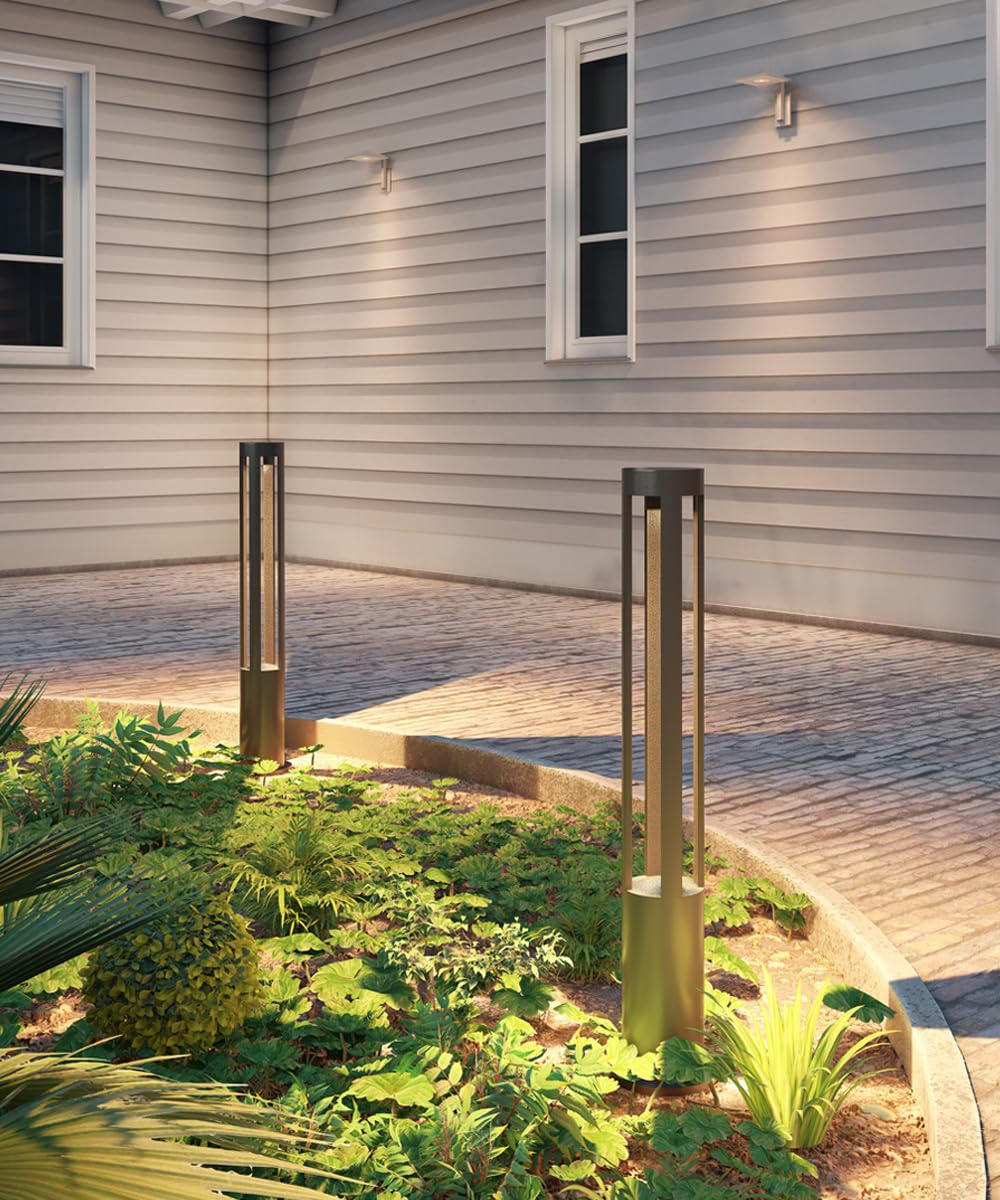 Iluminación de camino moderna Luz de camino de paisaje cilíndrica LED Luz de paisaje impermeable al aire libre negra Lámpara de pie exterior de aluminio a prueba de herrumbre para decoración de patio