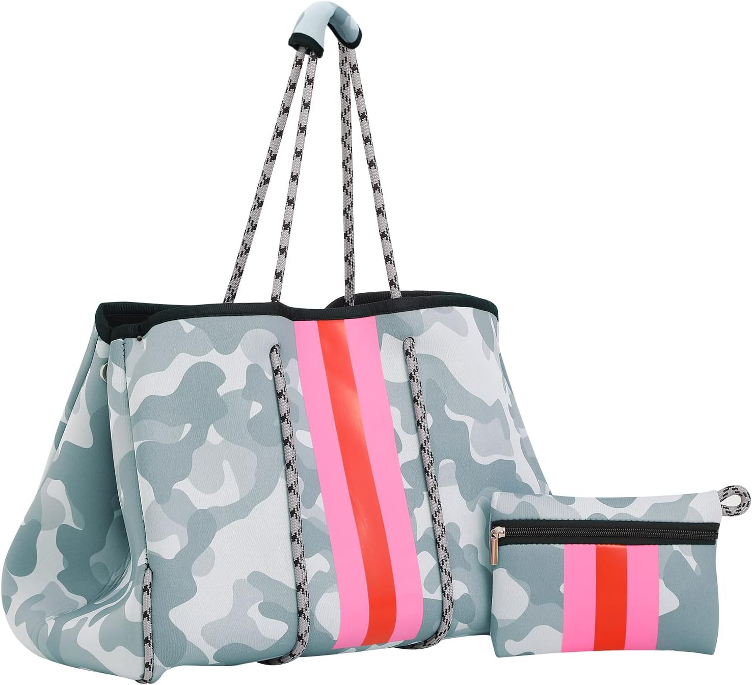 MONOBLANKSNeoprene Tote Bag Large Beach Bag,Multipurpose Beach Tote Bag for Women Travel Gym Pool