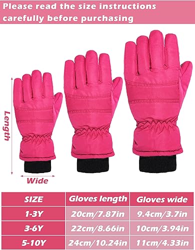 Miniatura 3 de Boao 2 pares de guantes de esquí de invierno para niños, impermeables, cálidos, guantes de nieve para niños pequeños