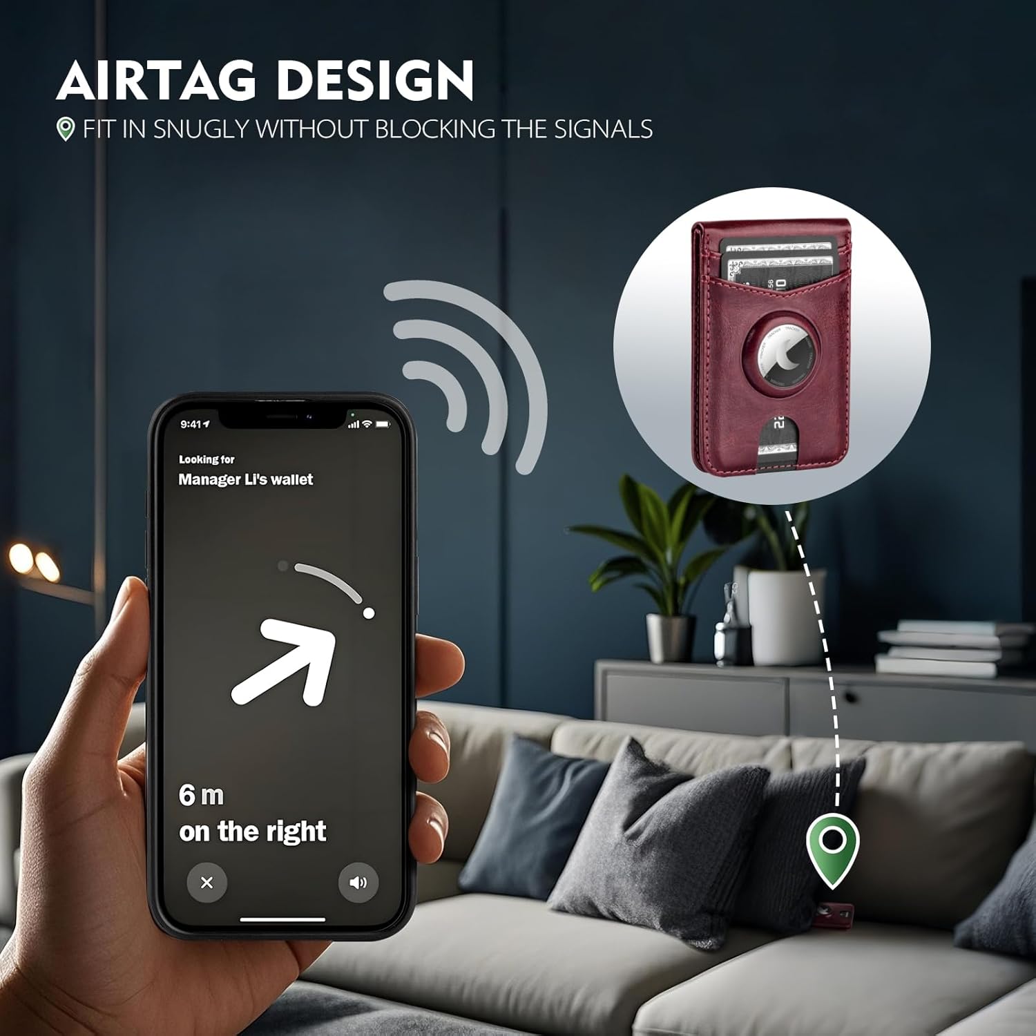 Compatible with MagSafe iPhone 15 Pro Max Case Wallet with AirTag Holder,2 in 1 PU Leather Magnetic Detachable RFID Blocking Credit Card Holder Flip Cover Kickstand for Men Women,Wine Red - Image 5