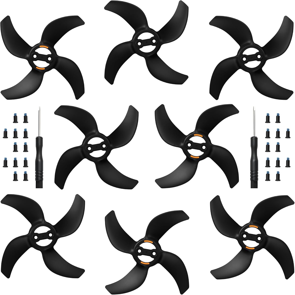 Avata 360 Propellers Blades - 8Pcs Props Quick Replacement Propeller Spare Part 3340S Low Noise Wings for DJI Avata 360 Drones Accessories Black Tips