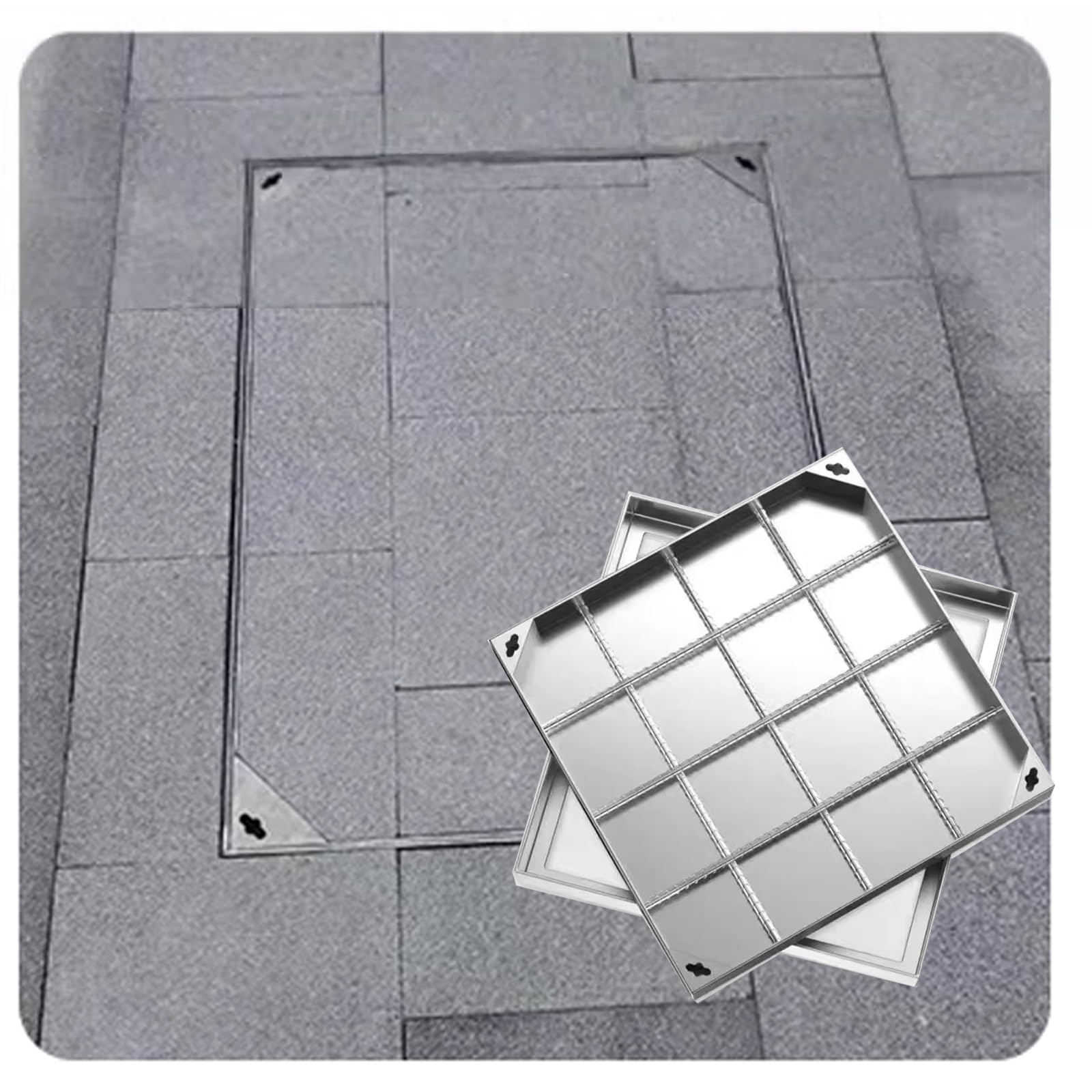 Couvercle de fosse septique et couvercle de regard carré en acier inoxydable 60x60