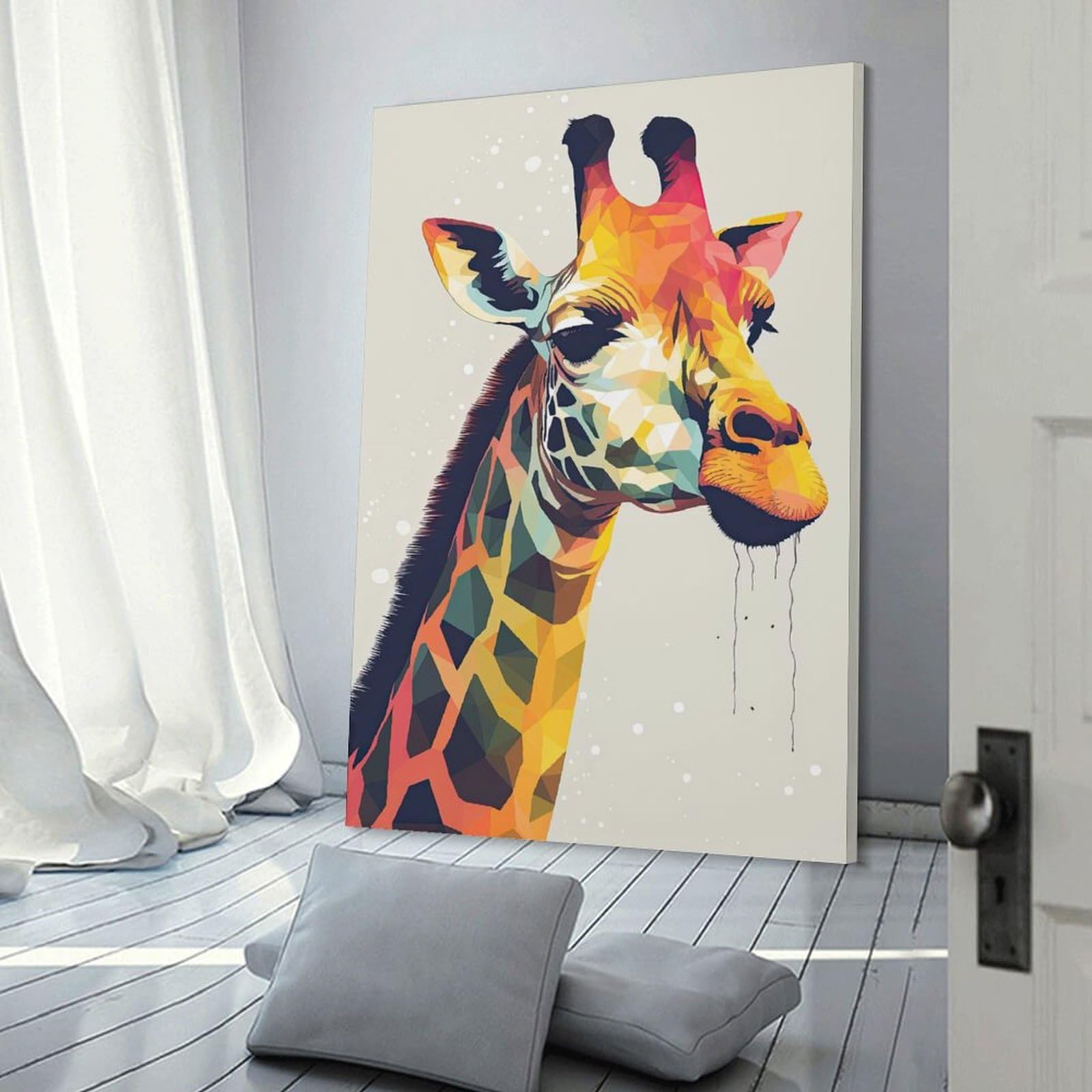 Junmoney Canvas Art Print Vector Giraffe, 20x30inch(50x75cm), for Living Room, Bedroom Or Home Office, A Wall Art Gift for Fresh Interiors