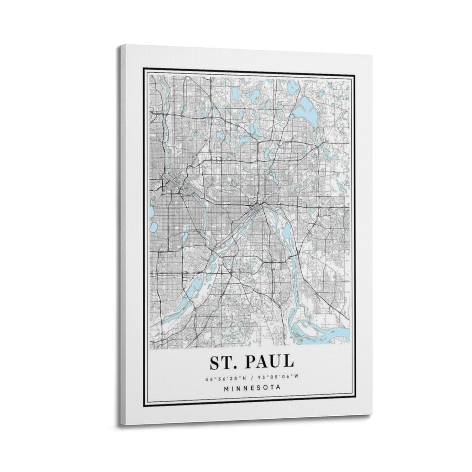 xiaoxiaoshen St. Paul Minnesota Map_1 Canvas Poster Wall Art Prints Room Aesthetic Murals Bedroom And Living Decorations 24x36inch(60x90cm)