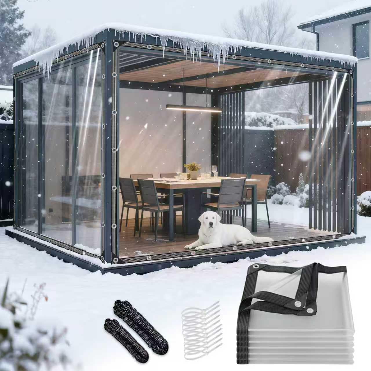 Clear Tarp with Grommets 8x10 ft Heavy Duty Clear Tarps 14 Mil Thickened Tear-Resistant Reinforced Edges for Porch Garden Patio Chicken Coop Plant Winterizing Camping