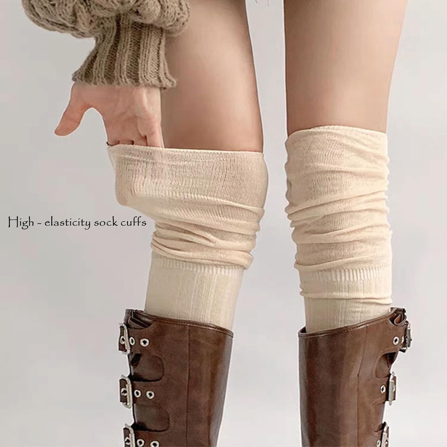 Over Knee High Boot Socks - Slouch Top Over Knee Knit Fashion Thigh Sock for Women - Image 2