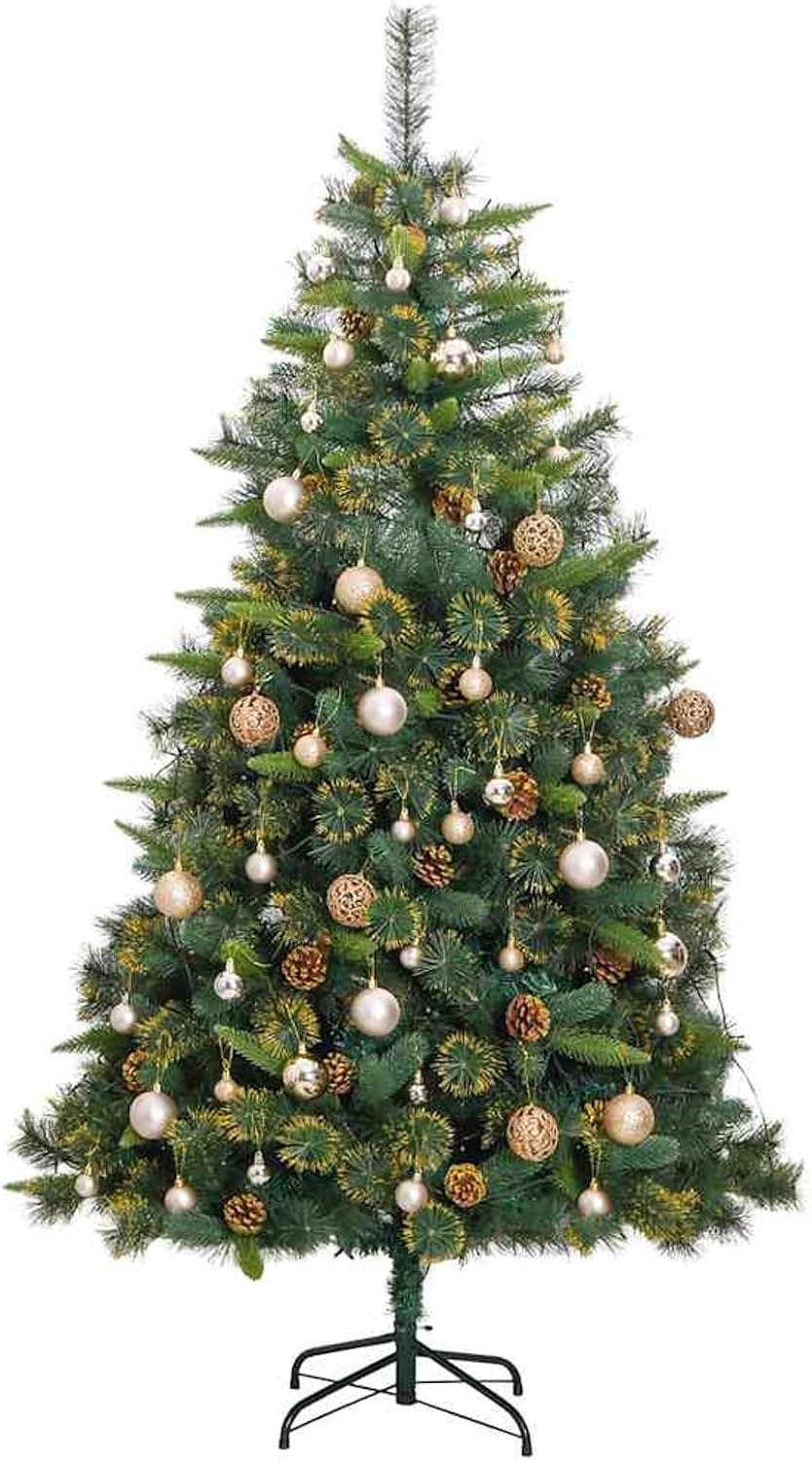 Gecheer Artificial Hinged Christmas Tree 300 LEDs & Ball Set 82.7" Artificial Xmas Tree Holiday Xmas Tree Fake Xmas Tree Xmas Tree Xmas Supplies Simulated Xmas Tree Model LYKZJ-3210234US