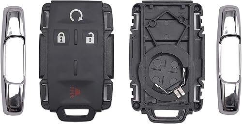Miniatura 9 de Funda inteligente para llavero GMC Yukon Sierra 1500, Chevrolet Suburban Tahoe, entrada sin llave, control remoto (plata, 5 botones)