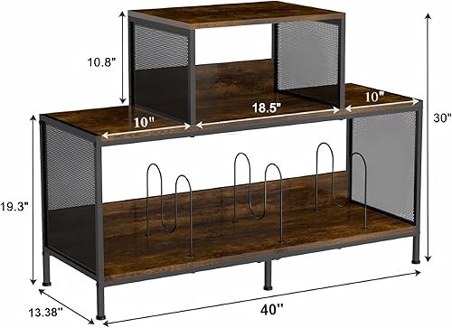 Miniatura 3 de Sonyabecca Espaciosa mesa de tocadiscos vintage  Capacidad para 150  250 álbumes de vinilo, divisores ajustables, áreas de visualización lateral