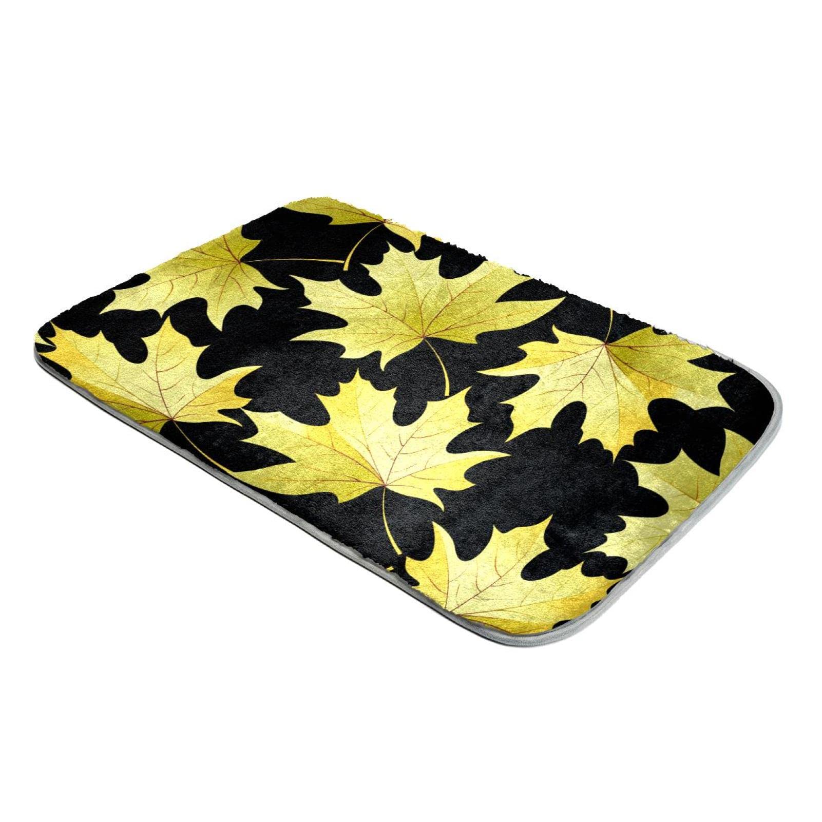 Tapis fausse fourrure motif feuilles d'érable jaunes