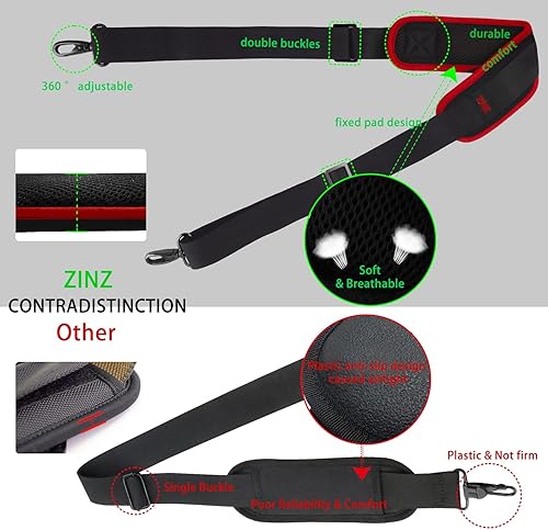 Miniatura 5 de ZINZ Correa de hombro de 79 pulgadas, almohadilla fija extra gruesa y correa de repuesto universal de doble cierre, Borde de vino, Classic