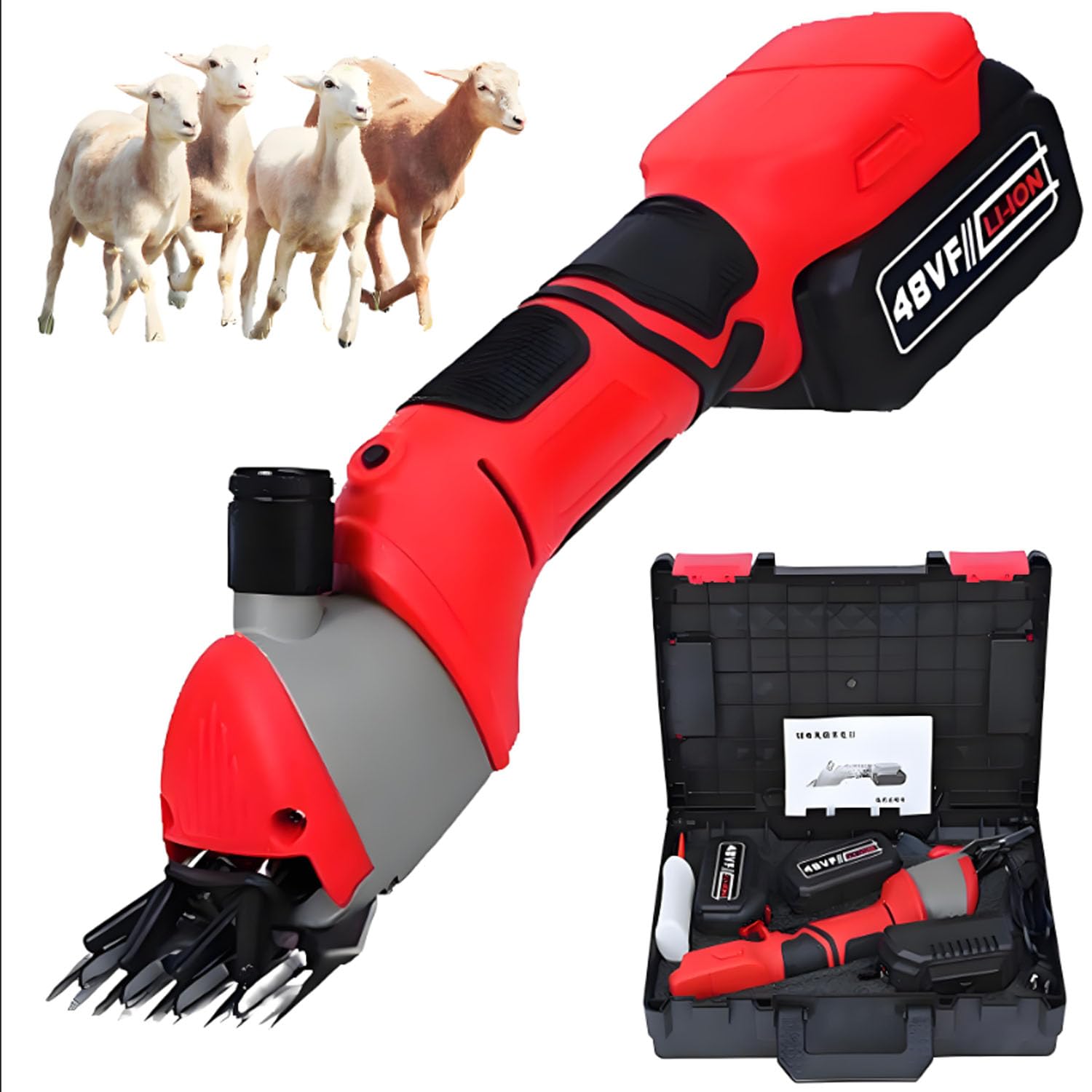 Cortapelos Eléctricos Inalámbricos para Ovejas, Máquina De Corte Profesional De 800 W con 6 Velocidades Ajustables, Cortapelos para El Cuidado De Animales para Cabras, Ganado, Caballos, Granjas