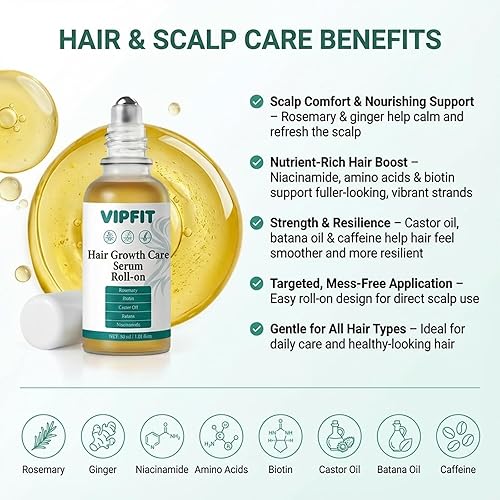 Miniatura 3 de Suero Roll-On con romero, niacinamida, aminoácidos, jengibre, biotina, aceite de ricino, batana y cafeína, nutre el cuero cabelludo para un cabello