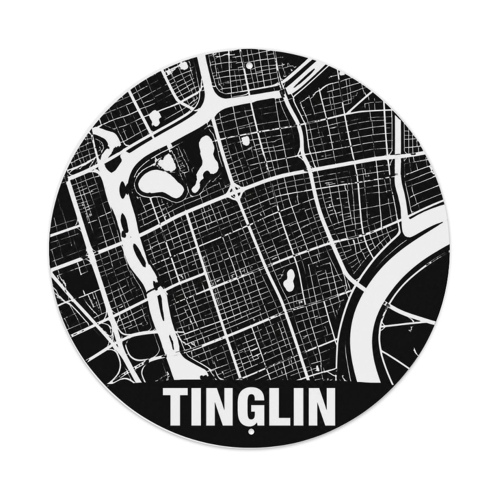 Okngb Style Tinglin Town Shanghai Collage Travel Collector Badge Metal Tin Sign Plaque Wall Decor For Cafe, Man Cave, Club Bar, Office, Home Garden Round Metal Poster 8X8inch