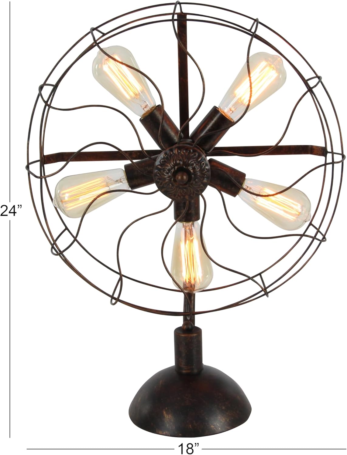 Bronze Vintage Fan Shape 5 Light Industrial Nightstand Lamp