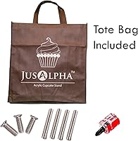 Vista 6 de Jusalpha, soporte de acrílico para pastel, cuadrado y resistente, con 4 niveles, torre para exhibir postres, Transparente