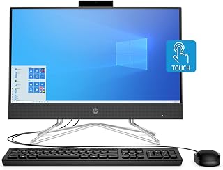 HP 22-inch FHD IPS Touchscreen All-in-One Desktop Computer 2022, Dual-Core AMD Ryzen 3 3250U, 20GB DDR4, RAM, 512GB SSD, DVD-RW, WiFi, Bluetooth, Windows 11 Pro, Black, DSO 32GB USB