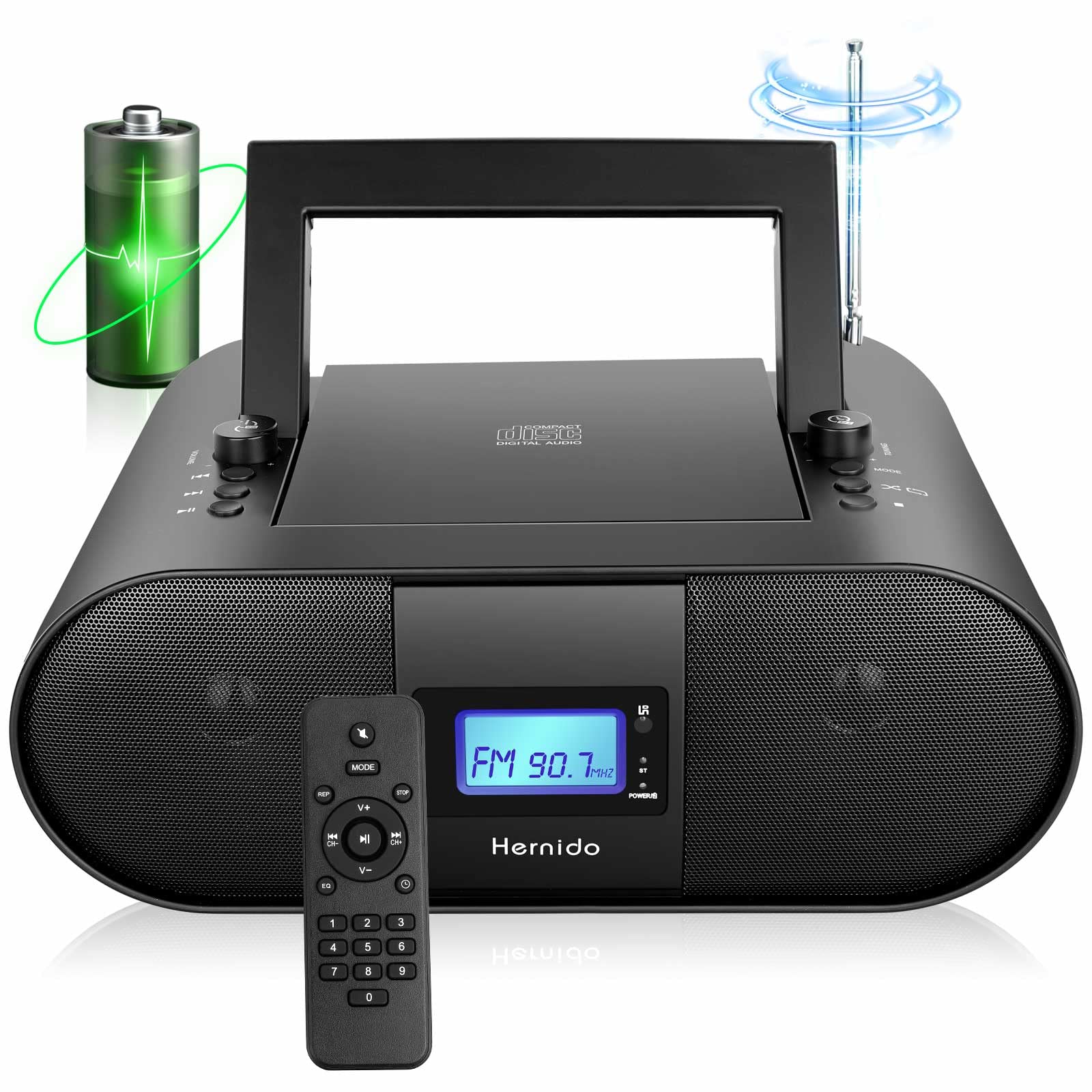 Buy Rechargeable Portable CD Player Boombox with Remote Control, FM