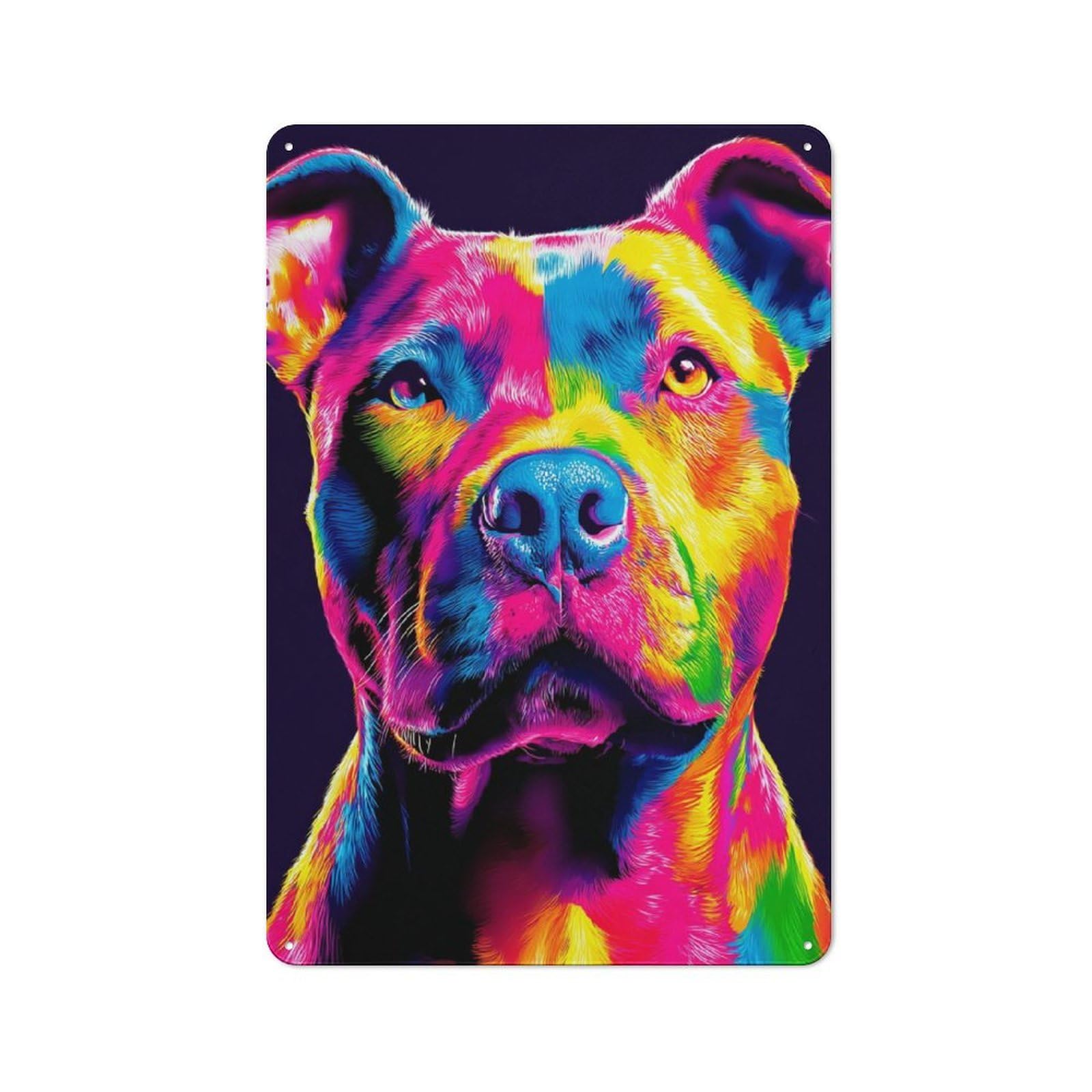 Junmoney Colorful Abstract Dog Portrait -6 Tin Wall Plaque 30X20cm With For Kitchen Or Home Bar, Suited To Kitchen Decor Lovers