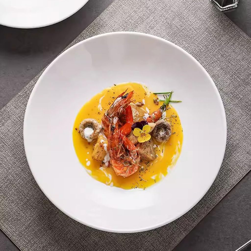 Piatti di Insalata Piatto fondo, stoviglie creative speciali for hotel e ristoranti, piatto piano, piatto particolarmente bello, piatto fondo bianco for uso domestico Piatti da Dessert (Size : M)