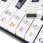 Stickers clavier Piano, Amovible Clavier Piano Etiquettes Sticker de touche 88/76/61/54/49/37 Clés Lettres de Couleur pour les Débutants Enfants
