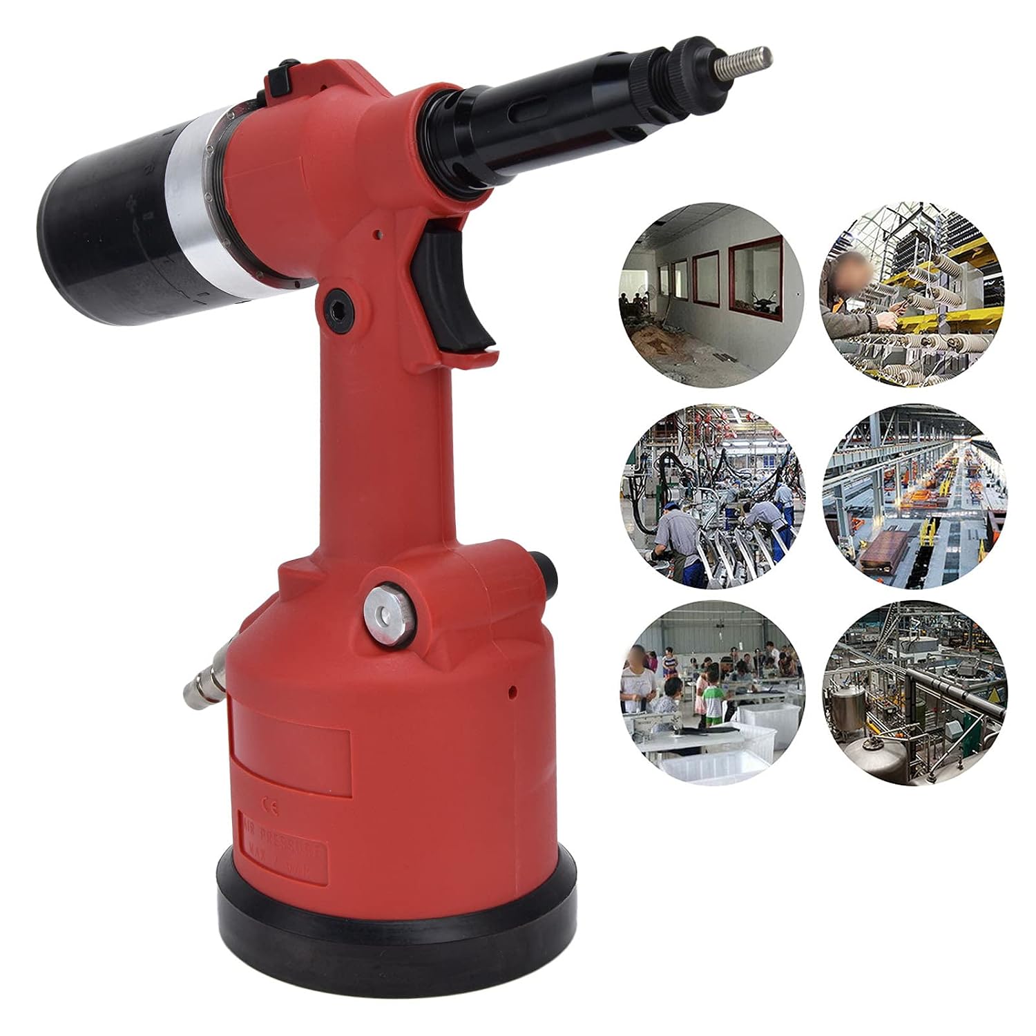 Heavy Duty Zinc Alloy Pneumatic Rivet Nut Setter Kit, Air Powered Riveter Gun for M3-M12 Nuts Metal Plates Pipes